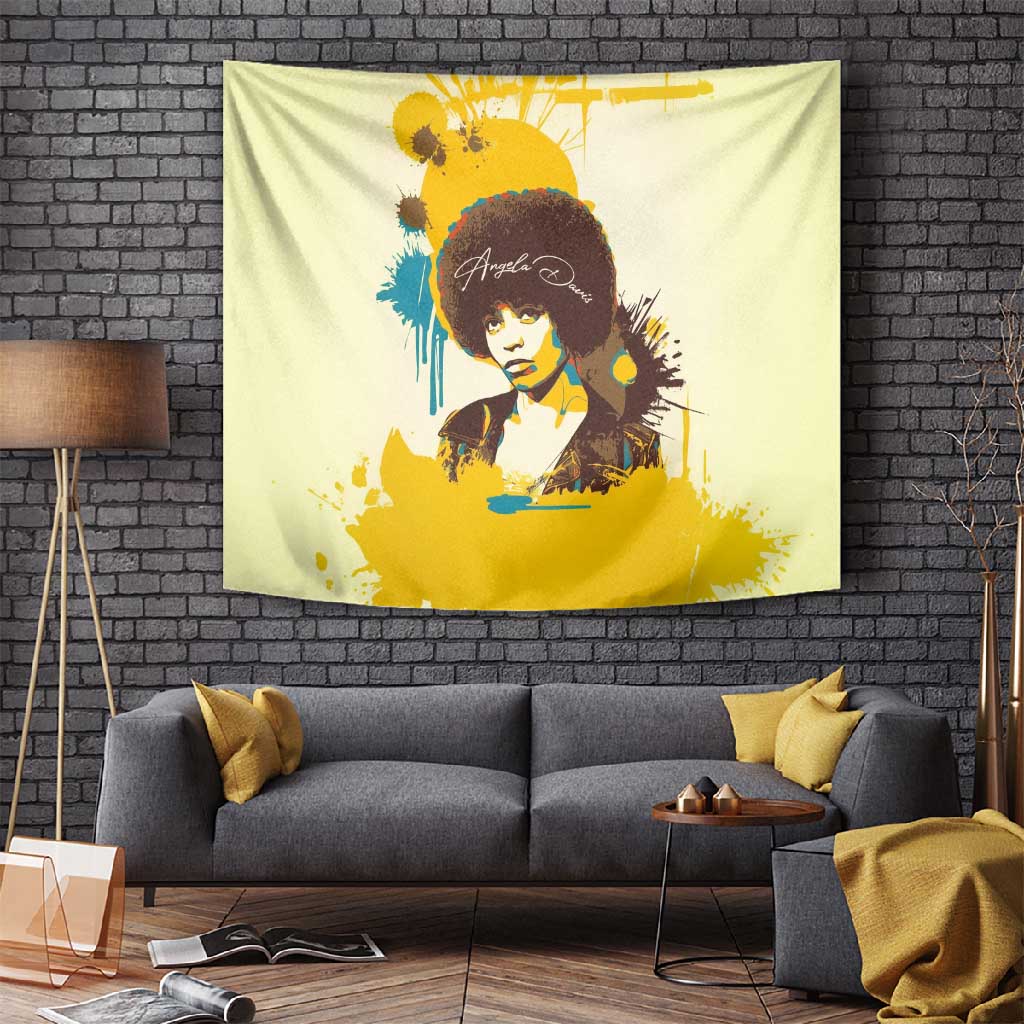 Angela Davis Tapestry Bold Pop Art Style Freedom Is a Constant Struggle Quote Civil Rights Activist - African Pride