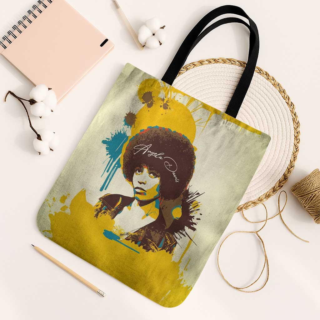 Angela Davis Tote Bag Bold Pop Art Style Freedom Is a Constant Struggle Quote Civil Rights Activist - African Pride