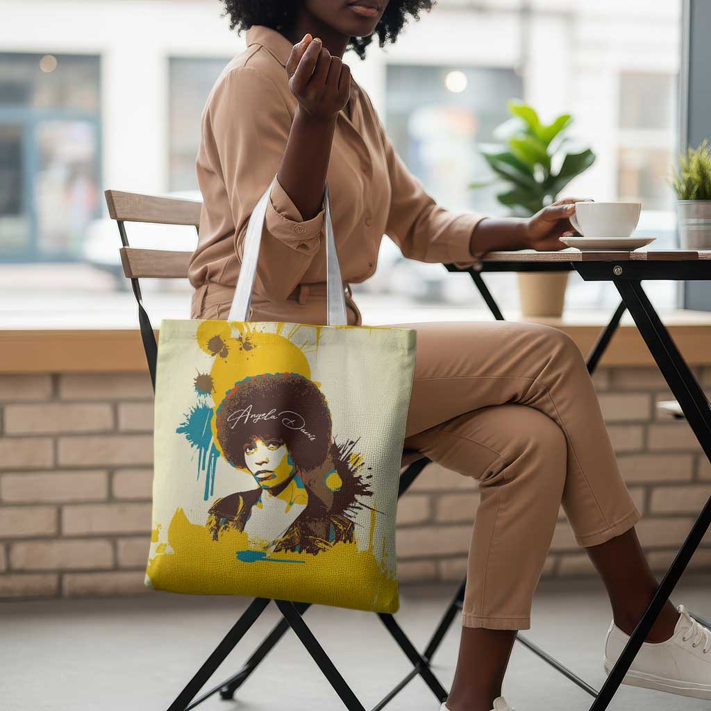 Angela Davis Tote Bag Bold Pop Art Style Freedom Is a Constant Struggle Quote Civil Rights Activist - African Pride