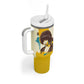 Angela Davis Tumbler With Handle Bold Pop Art Style Freedom Is a Constant Struggle Quote Civil Rights Activist - African Pride