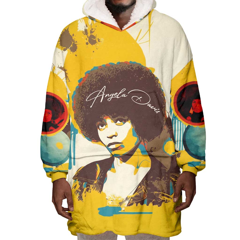 Angela Davis Wearable Blanket Hoodie Bold Pop Art Style Freedom Is a Constant Struggle Quote Civil Rights Activist - African Pride