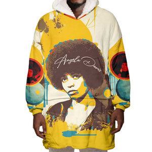 Angela Davis Wearable Blanket Hoodie Bold Pop Art Style Freedom Is a Constant Struggle Quote Civil Rights Activist - African Pride