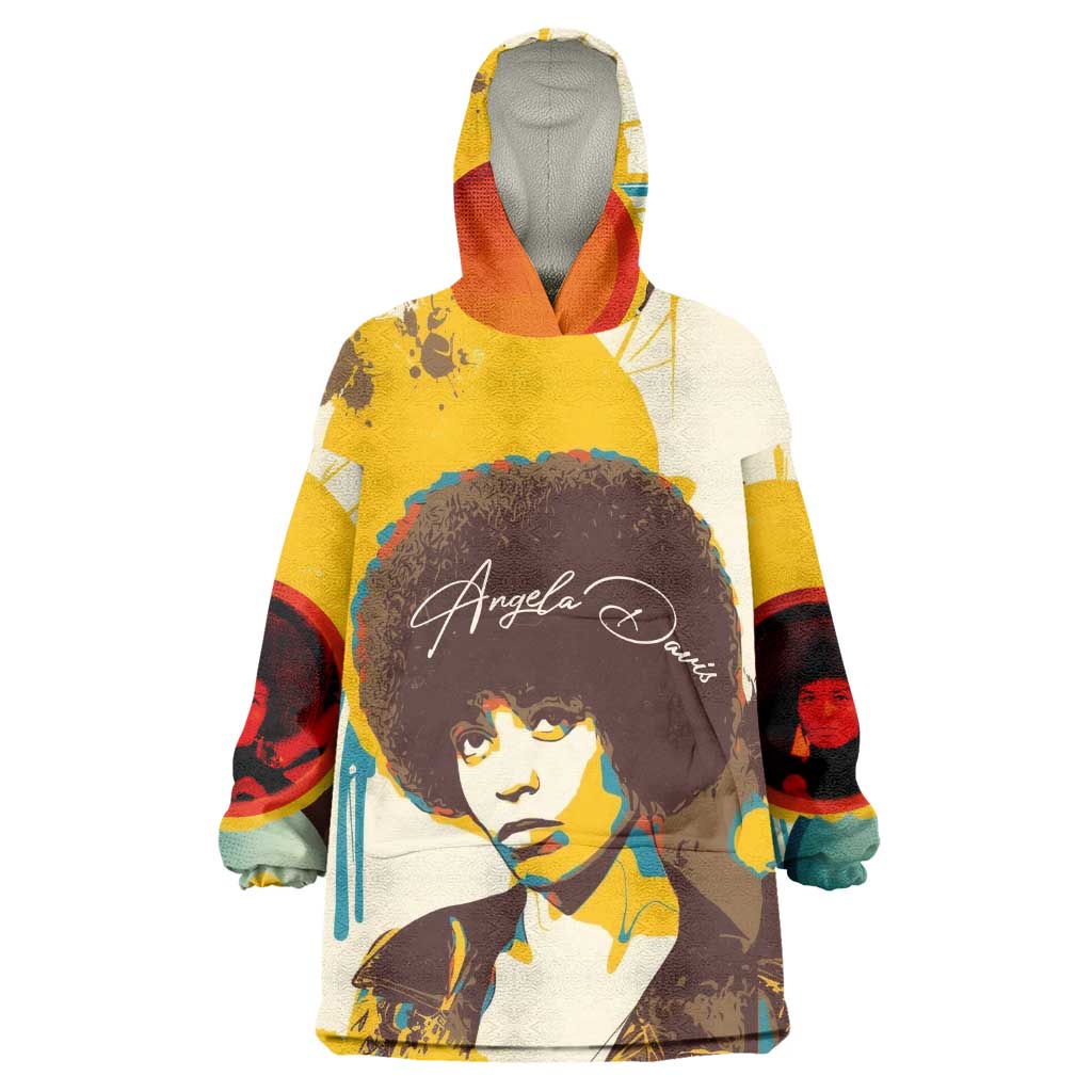 Angela Davis Wearable Blanket Hoodie Bold Pop Art Style Freedom Is a Constant Struggle Quote Civil Rights Activist - African Pride