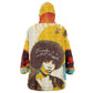 Angela Davis Wearable Blanket Hoodie Bold Pop Art Style Freedom Is a Constant Struggle Quote Civil Rights Activist - African Pride
