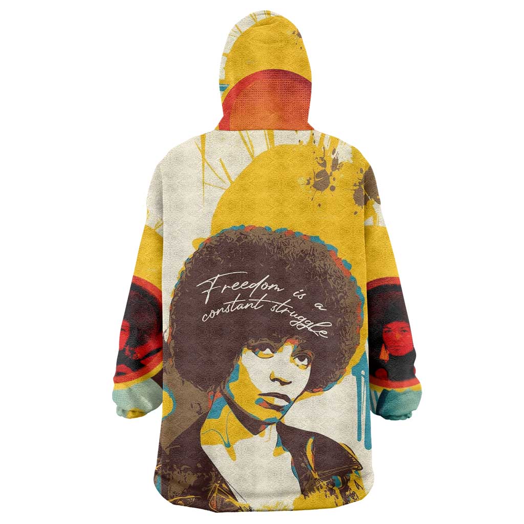 Angela Davis Wearable Blanket Hoodie Bold Pop Art Style Freedom Is a Constant Struggle Quote Civil Rights Activist - African Pride