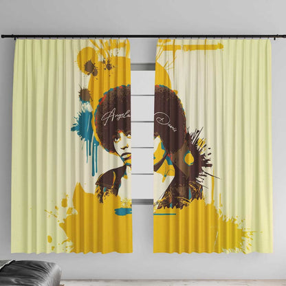 Angela Davis Window Curtain Bold Pop Art Style Freedom Is a Constant Struggle Quote Civil Rights Activist - African Pride