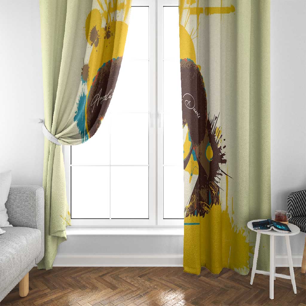 Angela Davis Window Curtain Bold Pop Art Style Freedom Is a Constant Struggle Quote Civil Rights Activist - African Pride