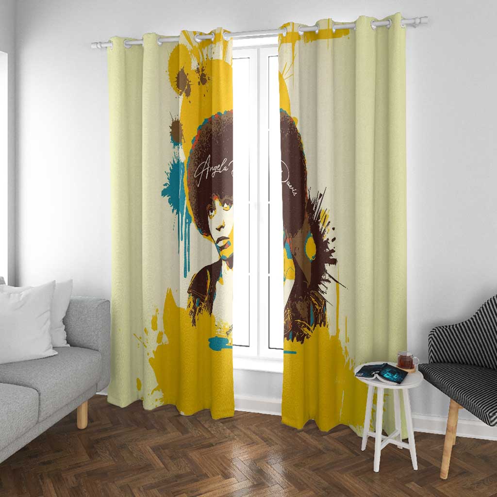 Angela Davis Window Curtain Bold Pop Art Style Freedom Is a Constant Struggle Quote Civil Rights Activist - African Pride
