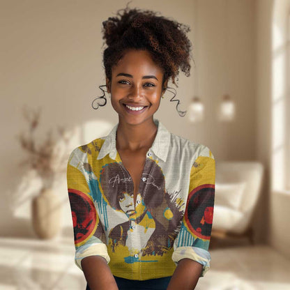 Angela Davis Women Casual Shirt Bold Pop Art Style Freedom Is a Constant Struggle Quote Civil Rights Activist - African Pride