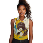 Angela Davis Women Sleeveless Polo Shirt Bold Pop Art Style Freedom Is a Constant Struggle Quote Civil Rights Activist - African Pride