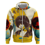 Angela Davis Zip Hoodie Bold Pop Art Style Freedom Is a Constant Struggle Quote Civil Rights Activist - African Pride