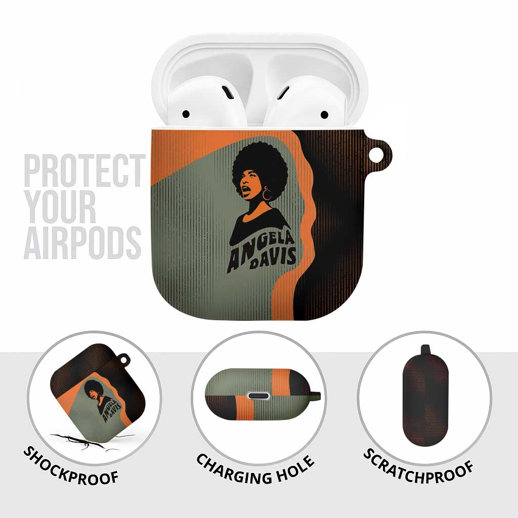 Angela Davis AirPods Case Retro Graphic Design I Am Changing the Things I Cannot Accept Quote Civil Rights Empowerment Tribute - African Pride