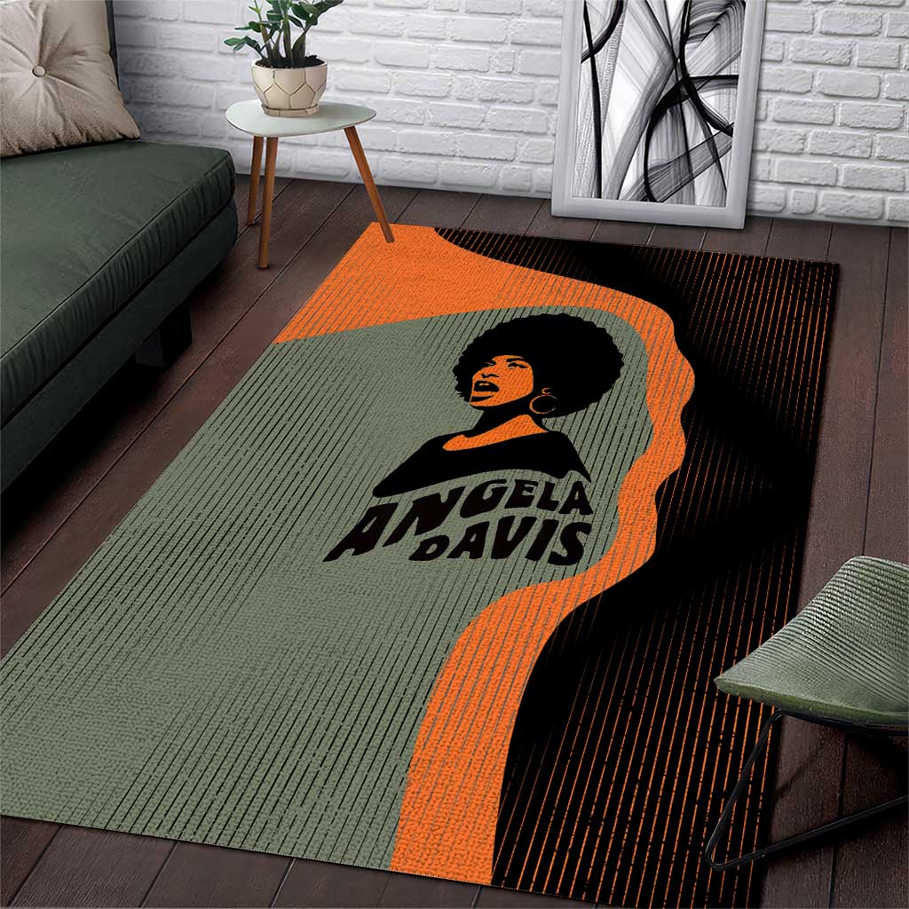 Angela Davis Area Rug Retro Graphic Design I Am Changing the Things I Cannot Accept Quote Civil Rights Empowerment Tribute - African Pride