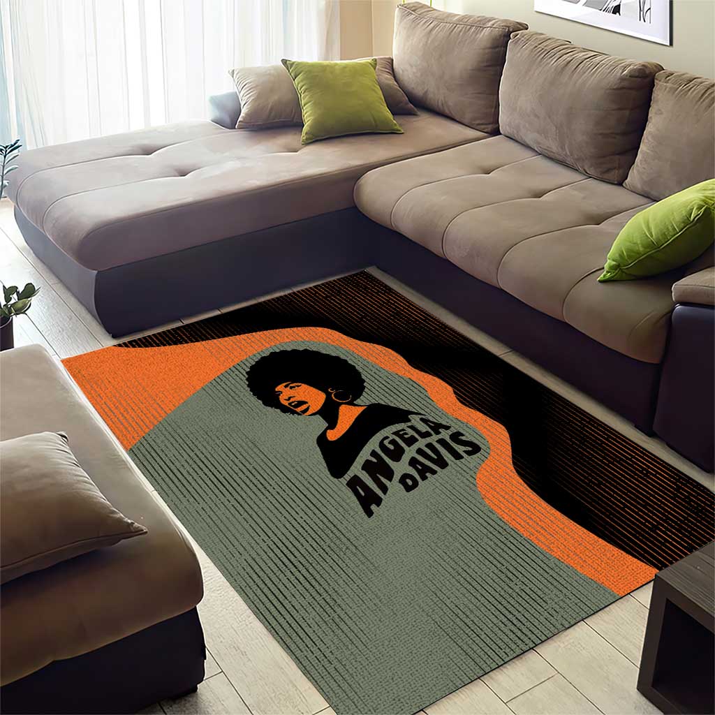 Angela Davis Area Rug Retro Graphic Design I Am Changing the Things I Cannot Accept Quote Civil Rights Empowerment Tribute - African Pride