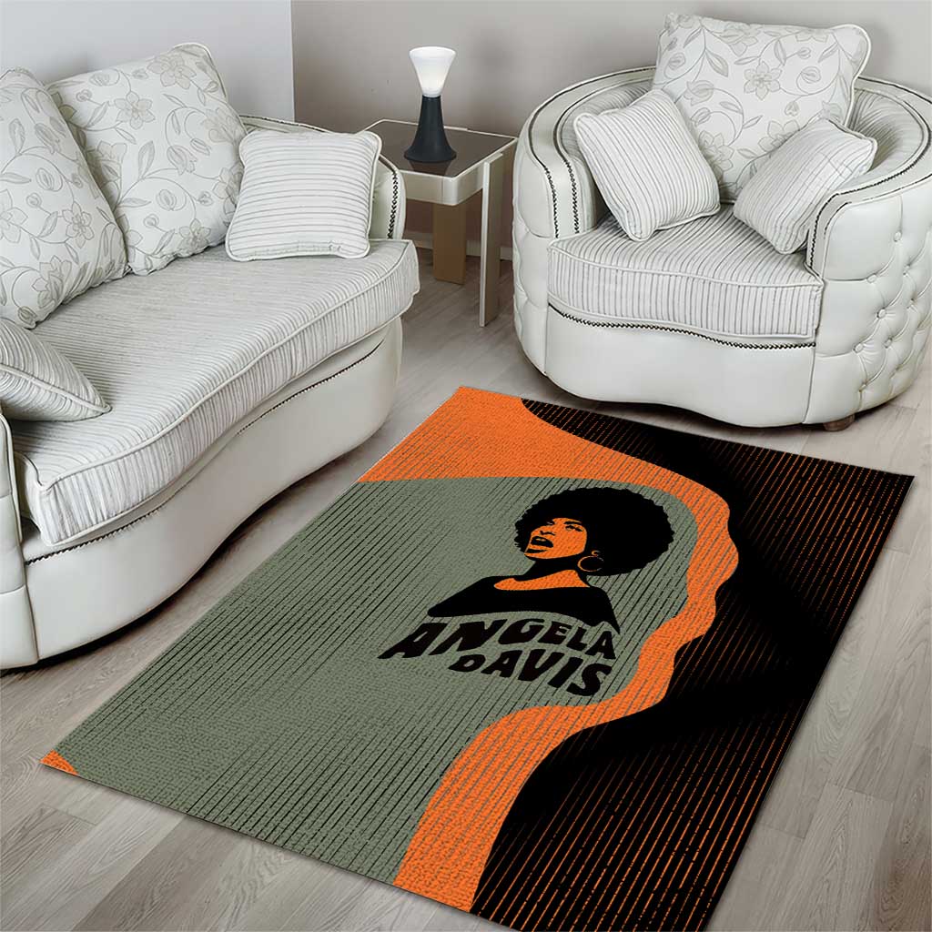Angela Davis Area Rug Retro Graphic Design I Am Changing the Things I Cannot Accept Quote Civil Rights Empowerment Tribute - African Pride