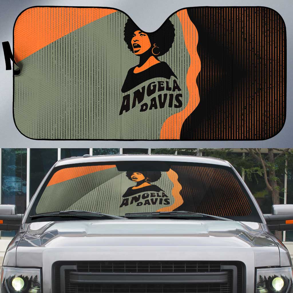 Angela Davis Auto Sun Shade Retro Graphic Design I Am Changing the Things I Cannot Accept Quote Civil Rights Empowerment Tribute - African Pride