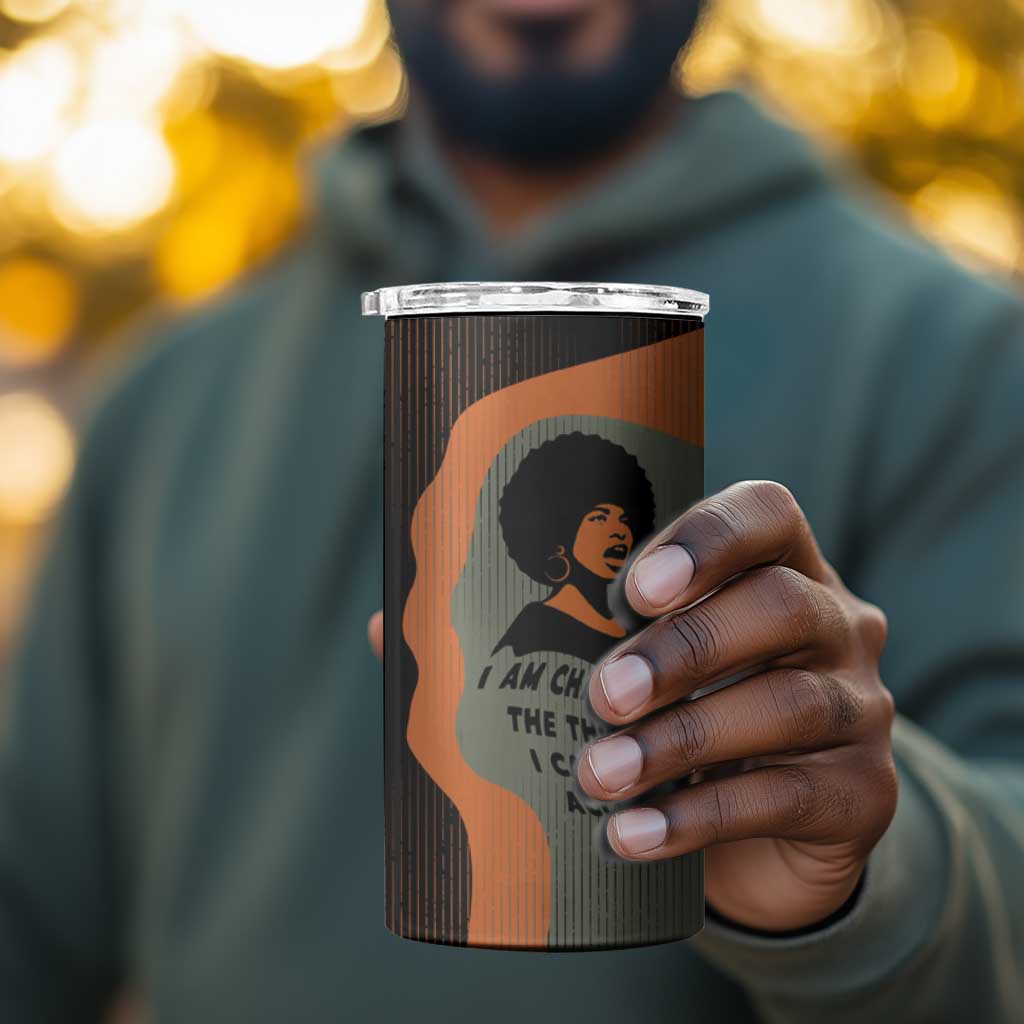Angela Davis 4 in 1 Can Cooler Tumbler Retro Graphic Design I Am Changing the Things I Cannot Accept Quote Civil Rights Empowerment Tribute - African Pride