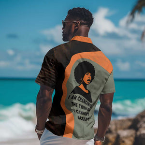 Angela Davis Hawaiian Shirt Retro Graphic Design I Am Changing the Things I Cannot Accept Quote Civil Rights Empowerment Tribute TS04