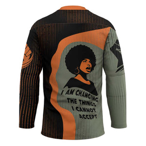 Angela Davis Hockey Jersey Retro Graphic Design I Am Changing the Things I Cannot Accept Quote Civil Rights Empowerment Tribute - African Pride