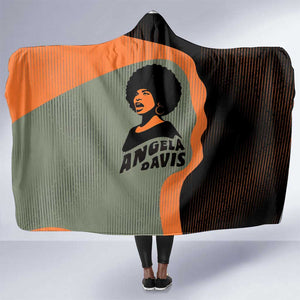 Angela Davis Hooded Blanket Retro Graphic Design I Am Changing the Things I Cannot Accept Quote Civil Rights Empowerment Tribute - African Pride