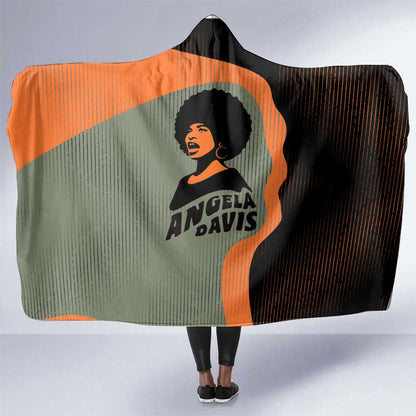 Angela Davis Hooded Blanket Retro Graphic Design I Am Changing the Things I Cannot Accept Quote Civil Rights Empowerment Tribute - African Pride