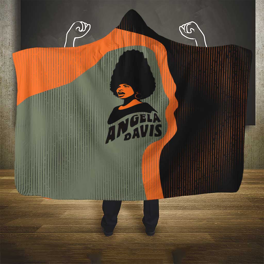 Angela Davis Hooded Blanket Retro Graphic Design I Am Changing the Things I Cannot Accept Quote Civil Rights Empowerment Tribute - African Pride