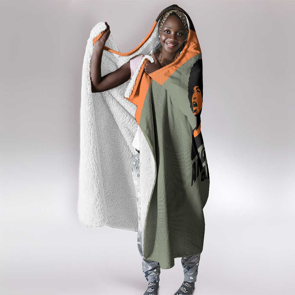 Angela Davis Hooded Blanket Retro Graphic Design I Am Changing the Things I Cannot Accept Quote Civil Rights Empowerment Tribute - African Pride