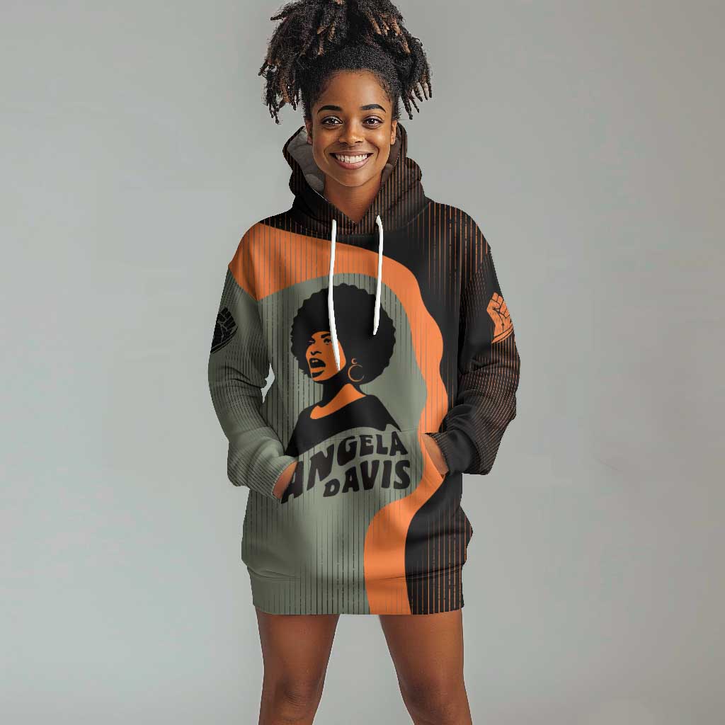 Angela Davis Hoodie Dress Retro Graphic Design I Am Changing the Things I Cannot Accept Quote Civil Rights Empowerment Tribute - African Pride