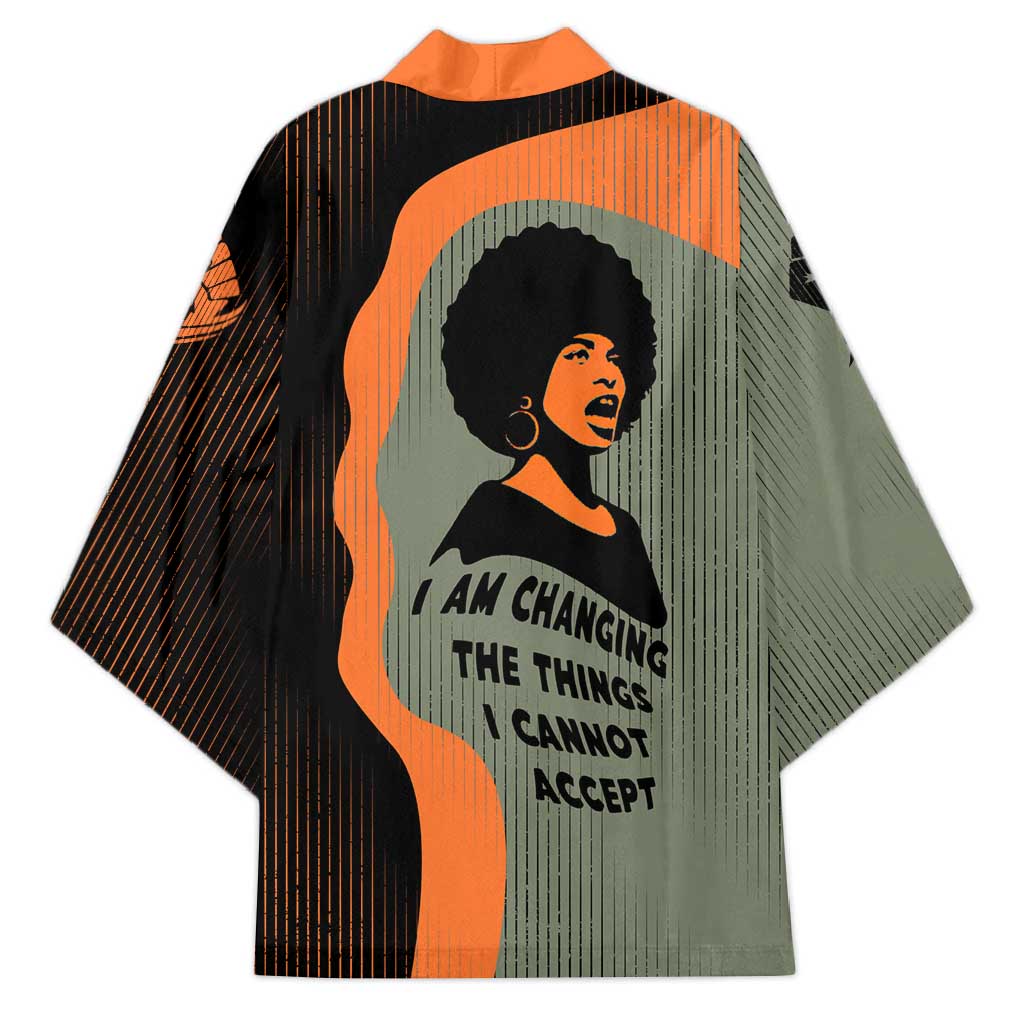 Angela Davis Kimono Retro Graphic Design I Am Changing the Things I Cannot Accept Quote Civil Rights Empowerment Tribute - African Pride