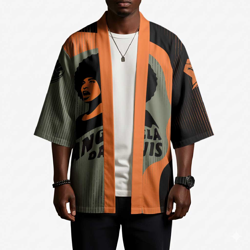 Angela Davis Kimono Retro Graphic Design I Am Changing the Things I Cannot Accept Quote Civil Rights Empowerment Tribute - African Pride