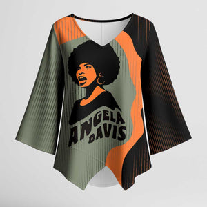 Angela Davis Kimono Sleeve Blouse Retro Graphic Design I Am Changing the Things I Cannot Accept Quote Civil Rights Empowerment Tribute - African Pride