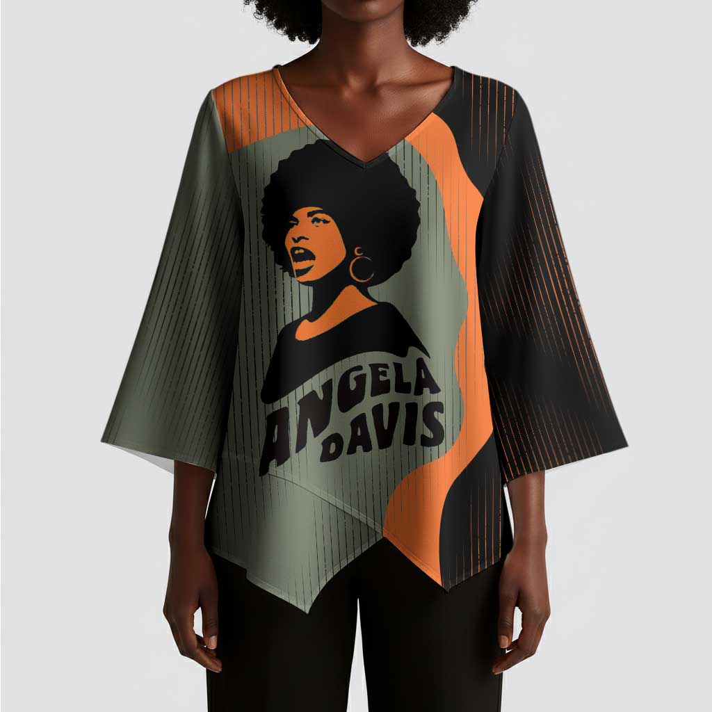 Angela Davis Kimono Sleeve Blouse Retro Graphic Design I Am Changing the Things I Cannot Accept Quote Civil Rights Empowerment Tribute - African Pride