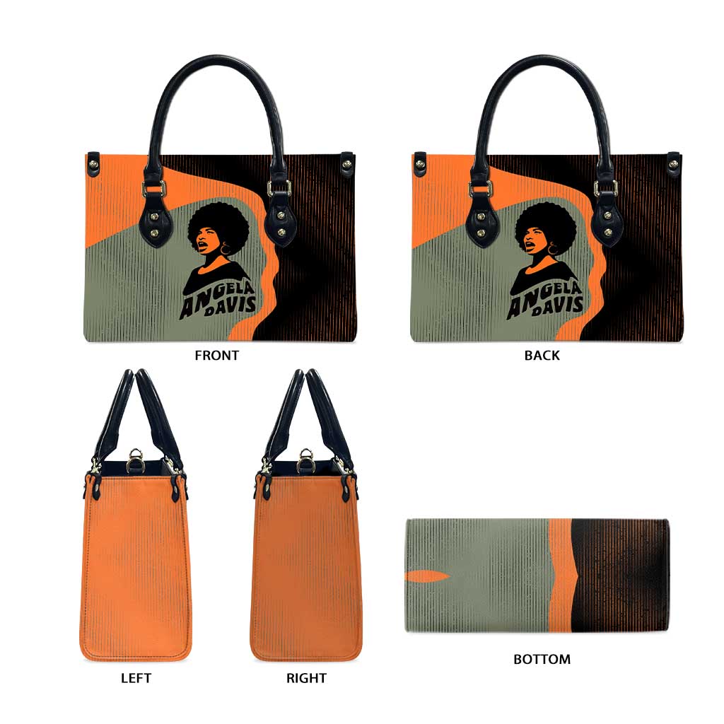 Angela Davis Leather Bag Retro Graphic Design I Am Changing the Things I Cannot Accept Quote Civil Rights Empowerment Tribute - African Pride