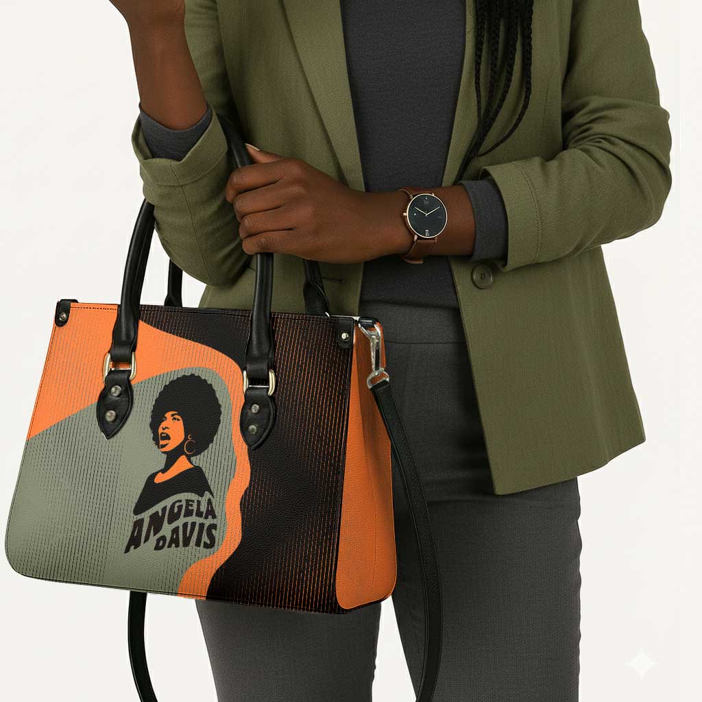 Angela Davis Leather Bag Retro Graphic Design I Am Changing the Things I Cannot Accept Quote Civil Rights Empowerment Tribute - African Pride