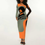 Angela Davis Long Sleeve Bodycon Dress Retro Graphic Design I Am Changing the Things I Cannot Accept Quote Civil Rights Empowerment Tribute - African Pride