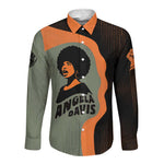Angela Davis Long Sleeve Button Shirt Retro Graphic Design I Am Changing the Things I Cannot Accept Quote Civil Rights Empowerment Tribute - African Pride