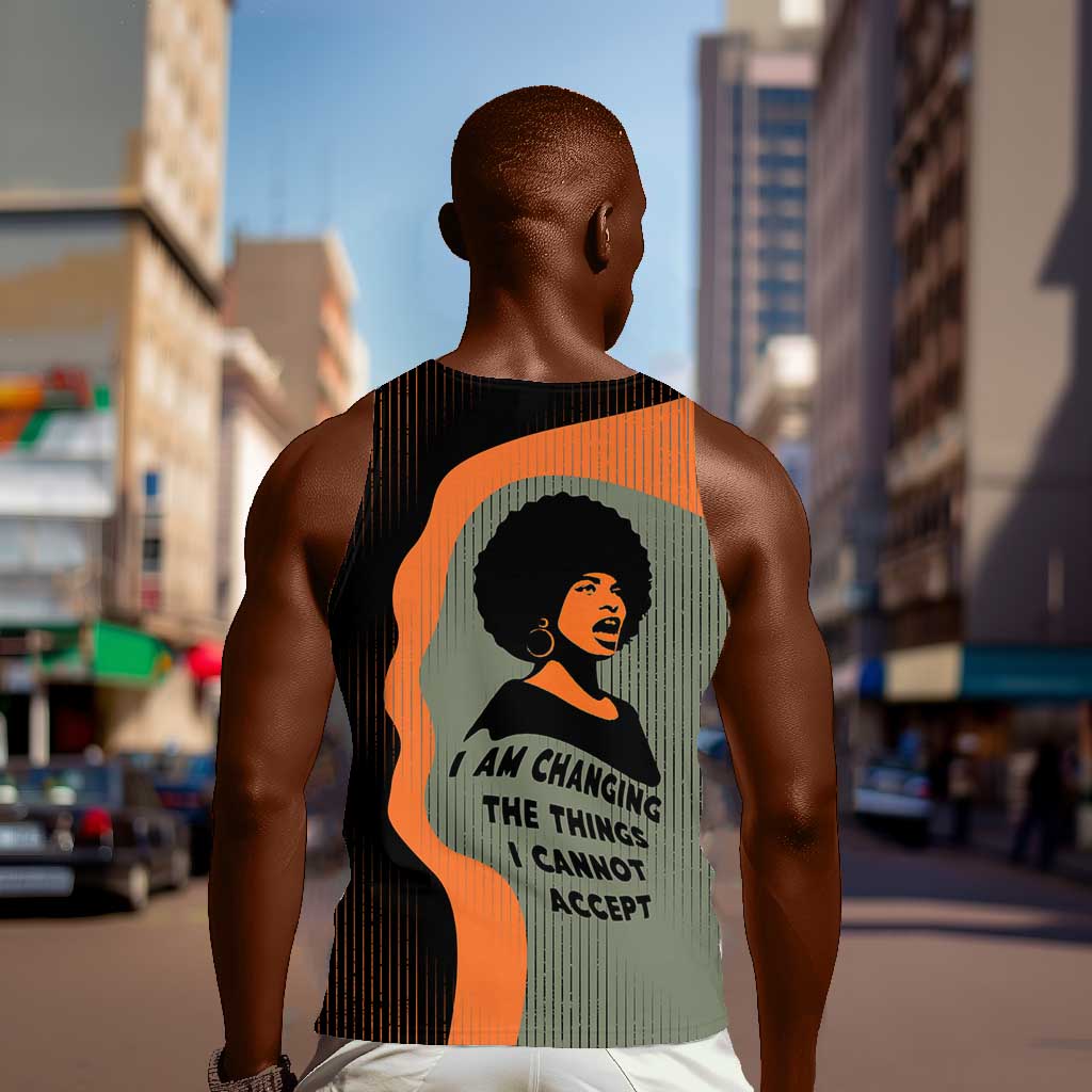 Angela Davis Men Tank Top Retro Graphic Design I Am Changing the Things I Cannot Accept Quote Civil Rights Empowerment Tribute - African Pride