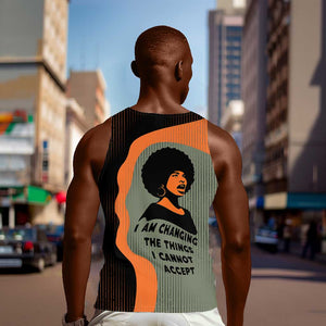 Angela Davis Men Tank Top Retro Graphic Design I Am Changing the Things I Cannot Accept Quote Civil Rights Empowerment Tribute - African Pride