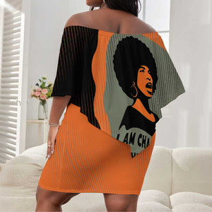 Angela Davis Off Shoulder Short Dress Retro Graphic Design I Am Changing the Things I Cannot Accept Quote Civil Rights Empowerment Tribute - African Pride