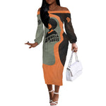 Angela Davis Off The Shoulder Long Sleeve Dress Retro Graphic Design I Am Changing the Things I Cannot Accept Quote Civil Rights Empowerment Tribute - African Pride