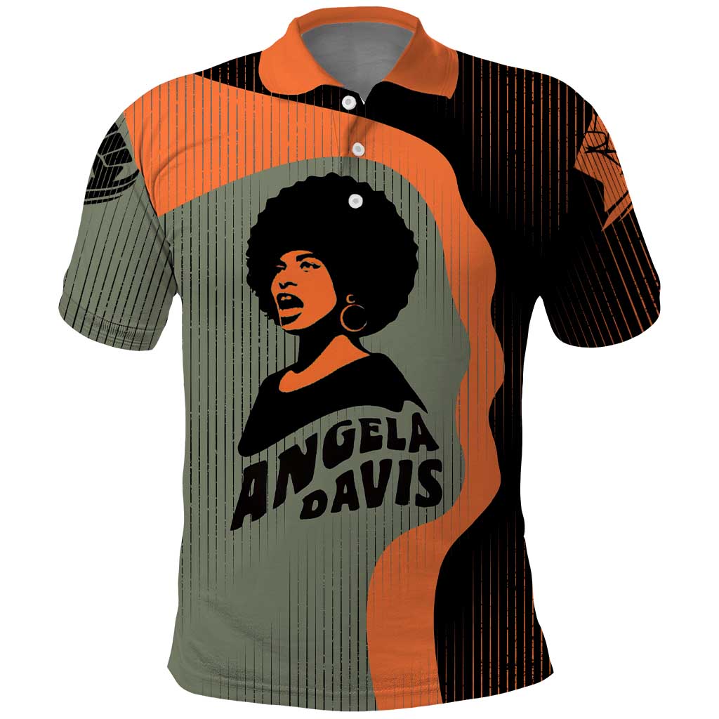 Angela Davis Polo Shirt Retro Graphic Design I Am Changing the Things I Cannot Accept Quote Civil Rights Empowerment Tribute TS04