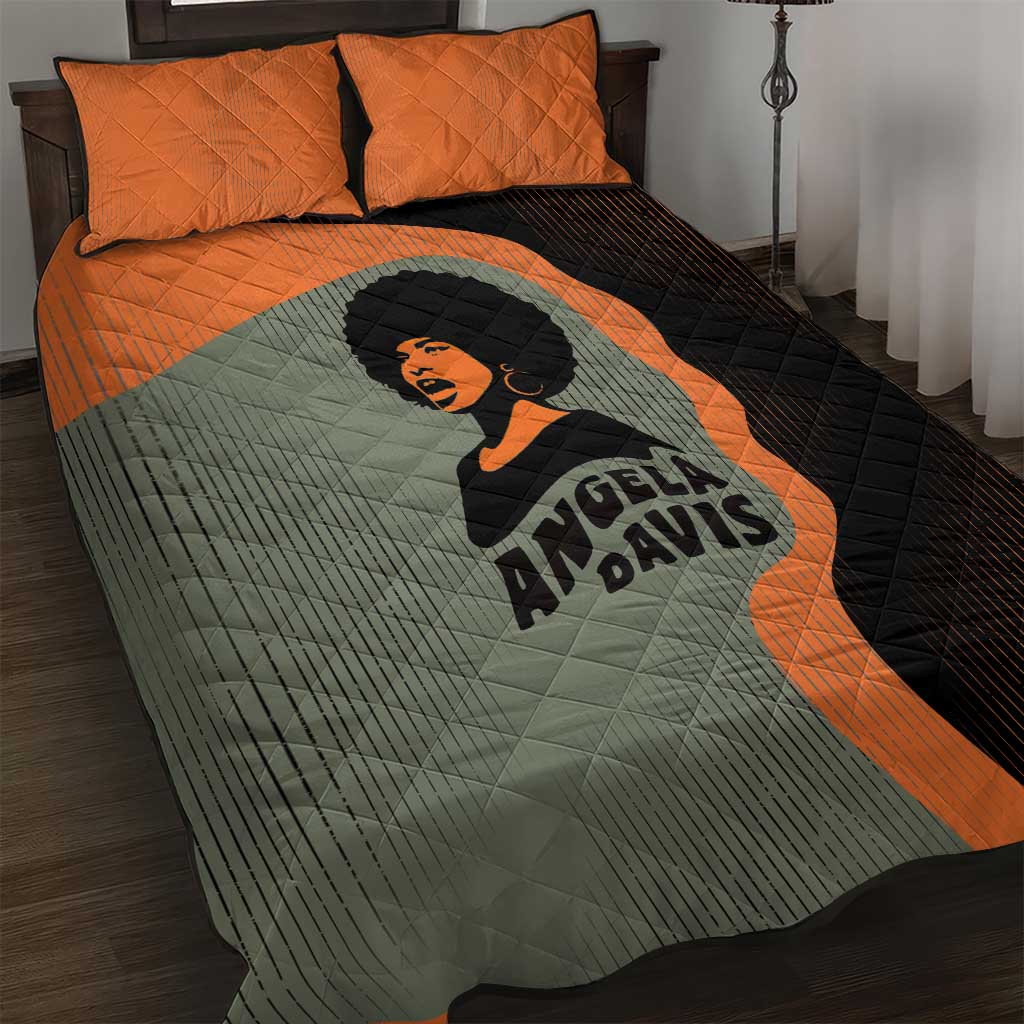 Angela Davis Quilt Bed Set Retro Graphic Design I Am Changing the Things I Cannot Accept Quote Civil Rights Empowerment Tribute - African Pride