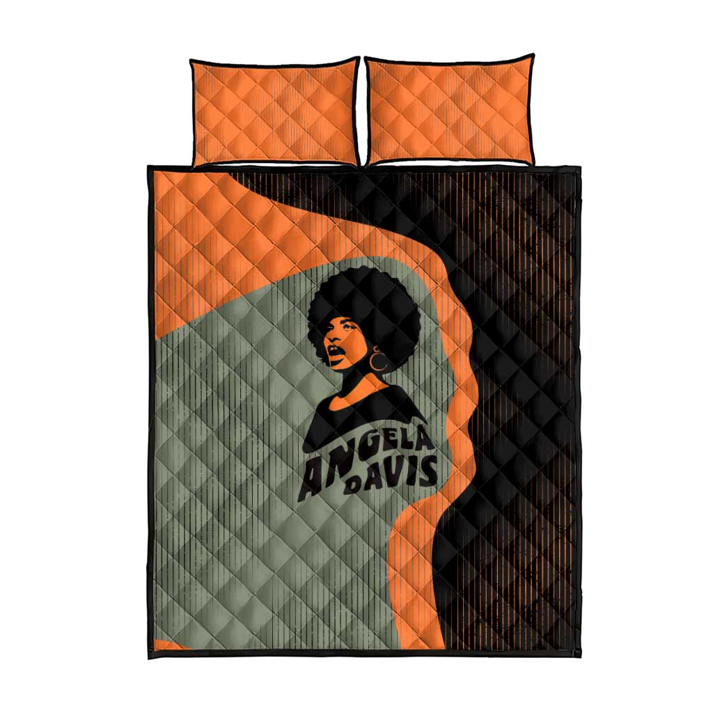 Angela Davis Quilt Bed Set Retro Graphic Design I Am Changing the Things I Cannot Accept Quote Civil Rights Empowerment Tribute - African Pride