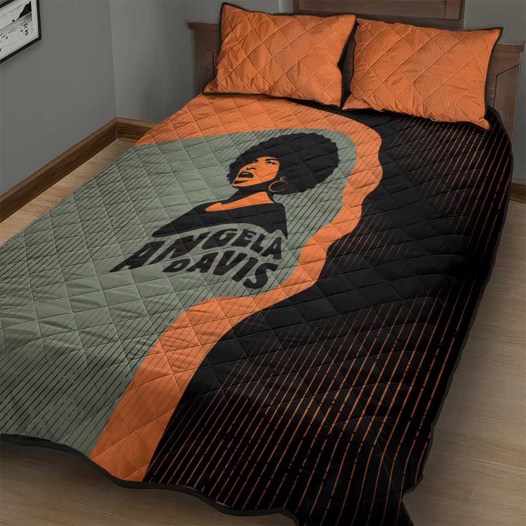 Angela Davis Quilt Bed Set Retro Graphic Design I Am Changing the Things I Cannot Accept Quote Civil Rights Empowerment Tribute - African Pride