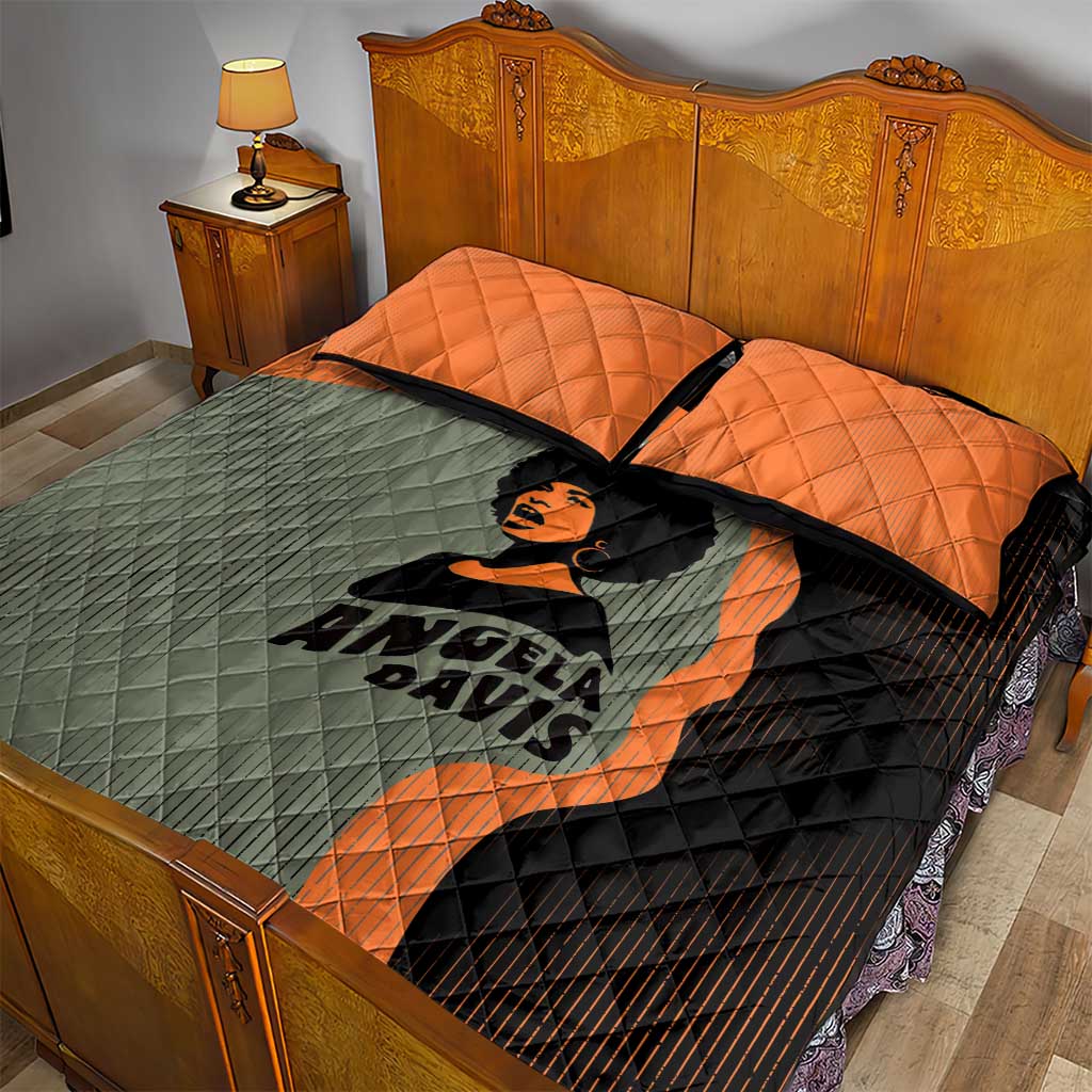 Angela Davis Quilt Bed Set Retro Graphic Design I Am Changing the Things I Cannot Accept Quote Civil Rights Empowerment Tribute - African Pride