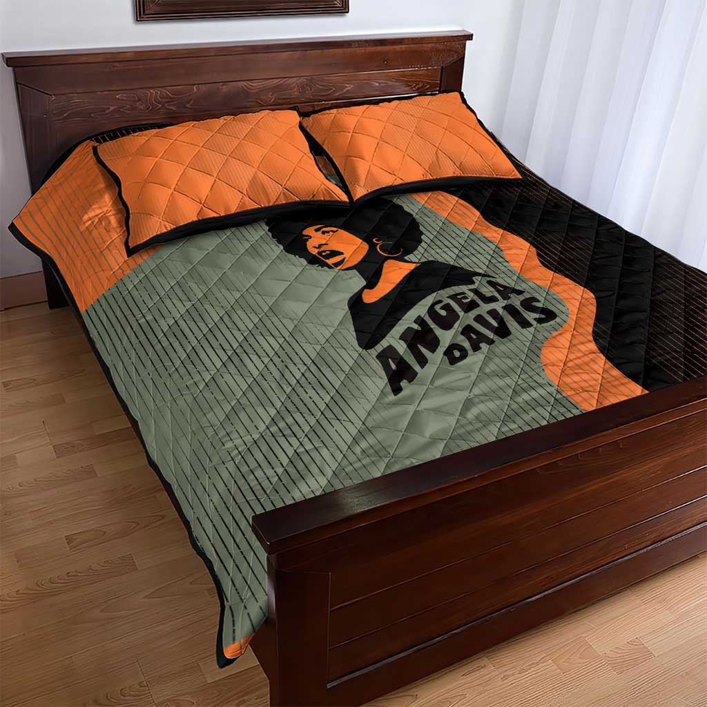Angela Davis Quilt Bed Set Retro Graphic Design I Am Changing the Things I Cannot Accept Quote Civil Rights Empowerment Tribute - African Pride