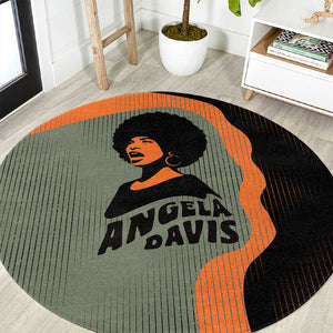 Angela Davis Round Carpet Retro Graphic Design I Am Changing the Things I Cannot Accept Quote Civil Rights Empowerment Tribute - African Pride