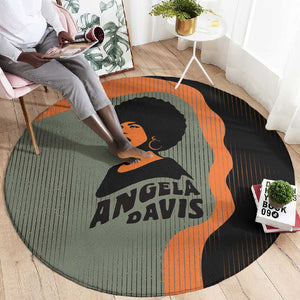 Angela Davis Round Carpet Retro Graphic Design I Am Changing the Things I Cannot Accept Quote Civil Rights Empowerment Tribute - African Pride