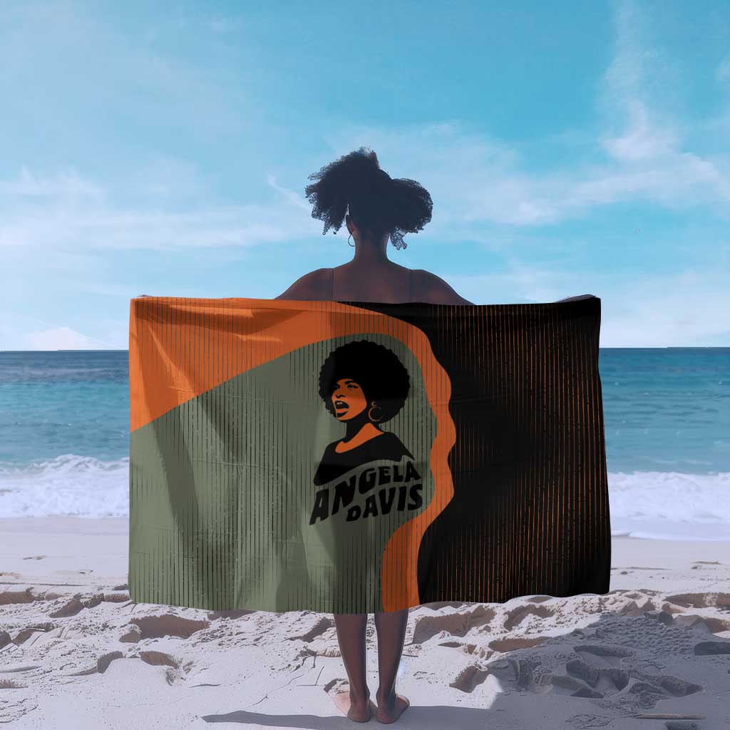 Angela Davis Sarong Retro Graphic Design I Am Changing the Things I Cannot Accept Quote Civil Rights Empowerment Tribute - African Pride