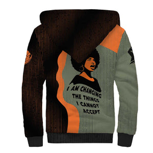 Angela Davis Sherpa Hoodie Retro Graphic Design I Am Changing the Things I Cannot Accept Quote Civil Rights Empowerment Tribute - African Pride